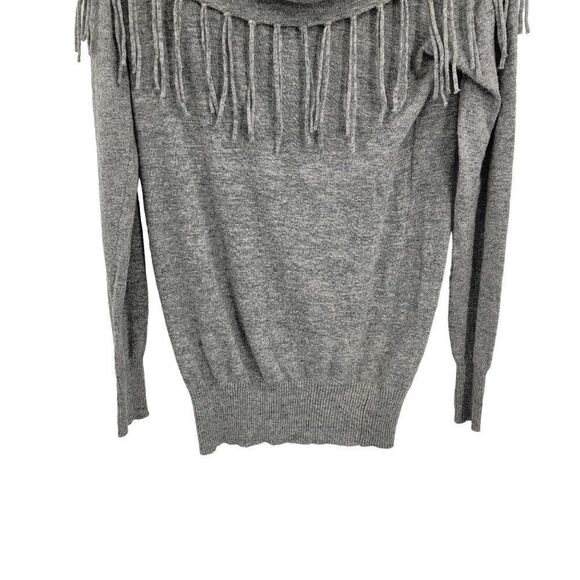 I Jeans by Buffalo Sweater Boho Western Fringe Cowl Neck Angora Blend Gray L - Picture 7 of 13